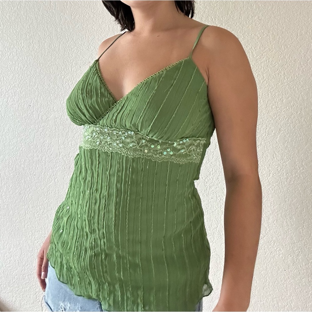 Green embroidered fairycore top